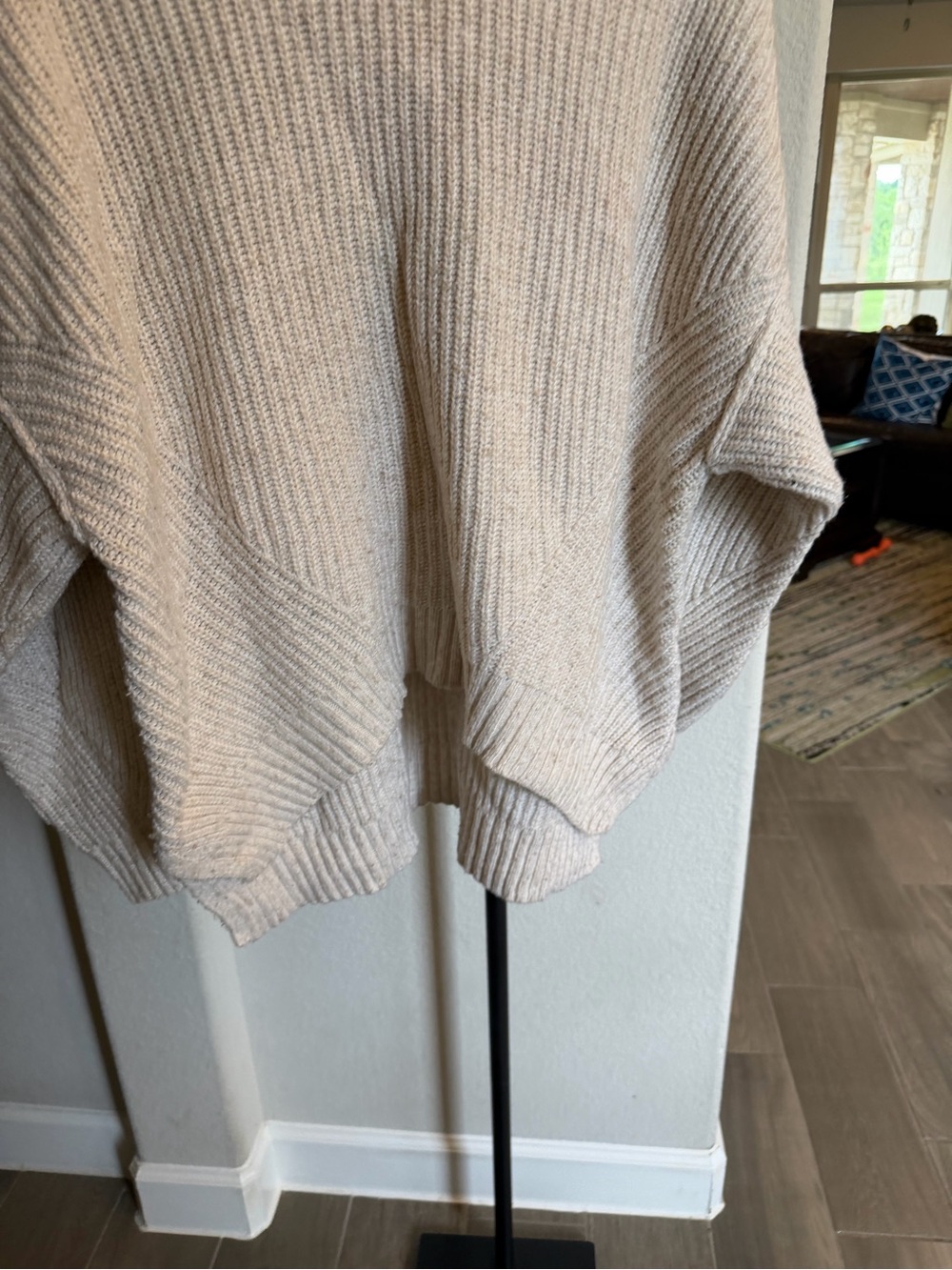 American Eagle Outfitters Cream Ribbed Crewneck Sweater L - Picture 3 of 6
